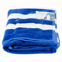 Cabana Stripe Pocket Beach Towel - 100% Cotton Velour (Available in 2 Colours)